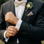 Spinki, poszetka, pasek - detale stylizacji Pana Młodego